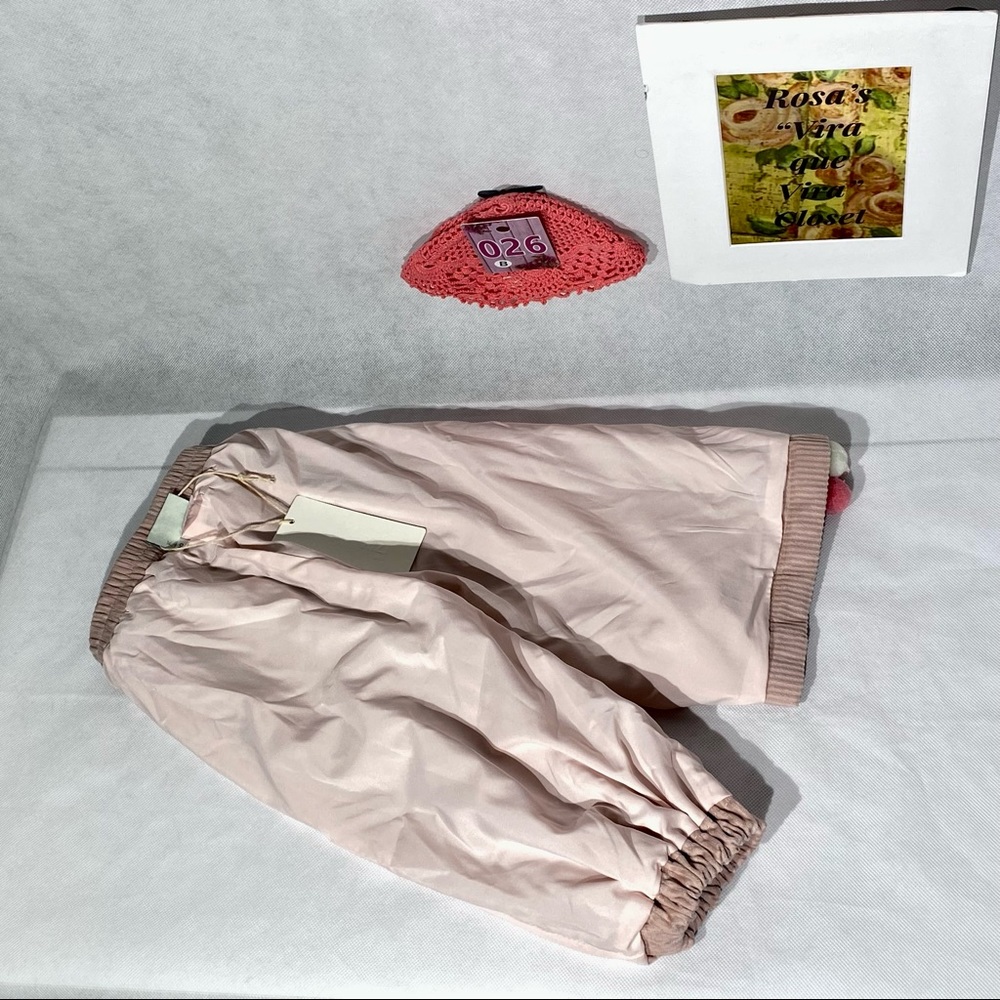 Xizi Kids NWT Soft Pale Pink Lined Corduroy Pants with Pom-pom Ties - Picture 8 of 15